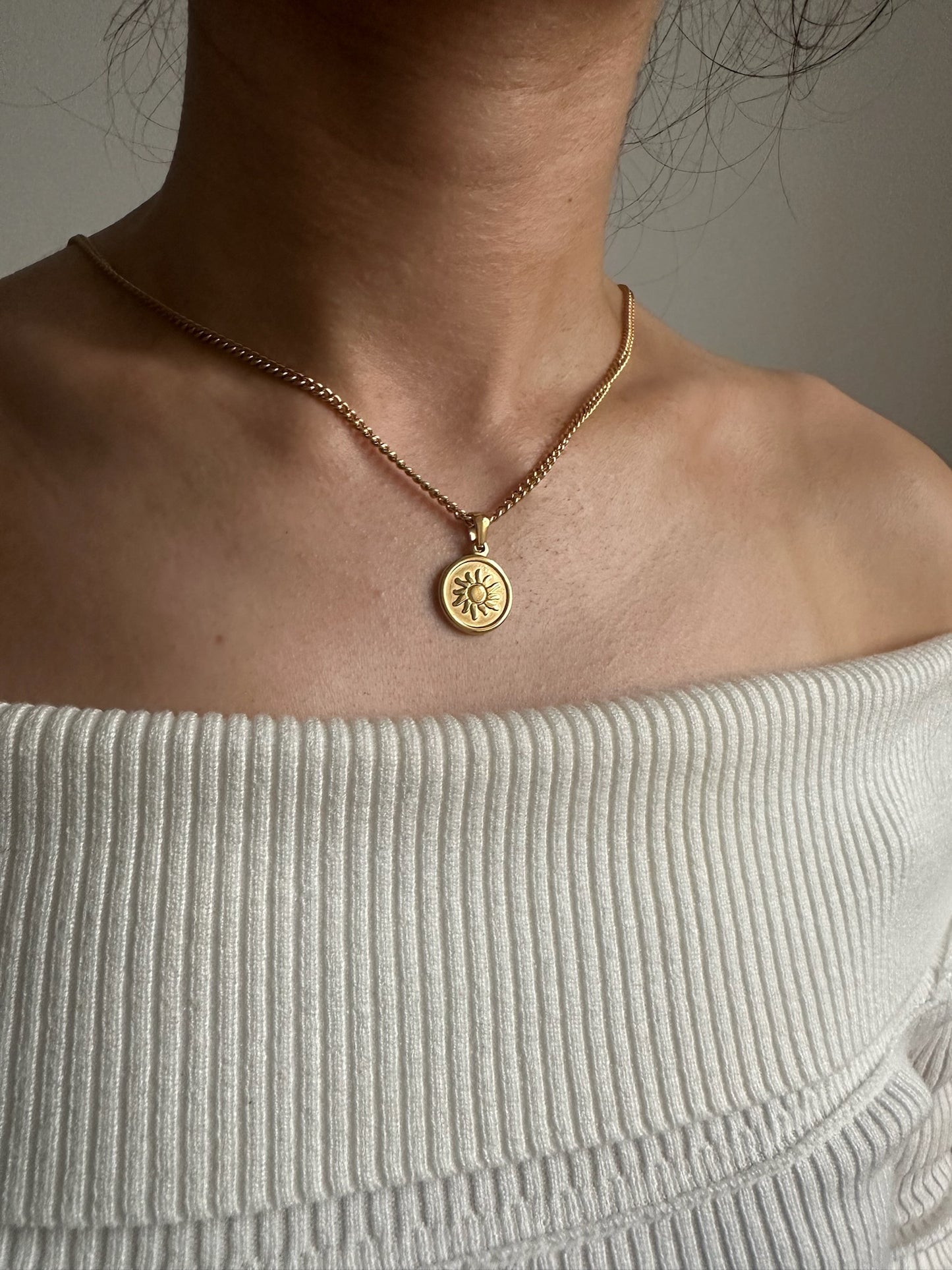 Sun Geometric Titanium Necklace