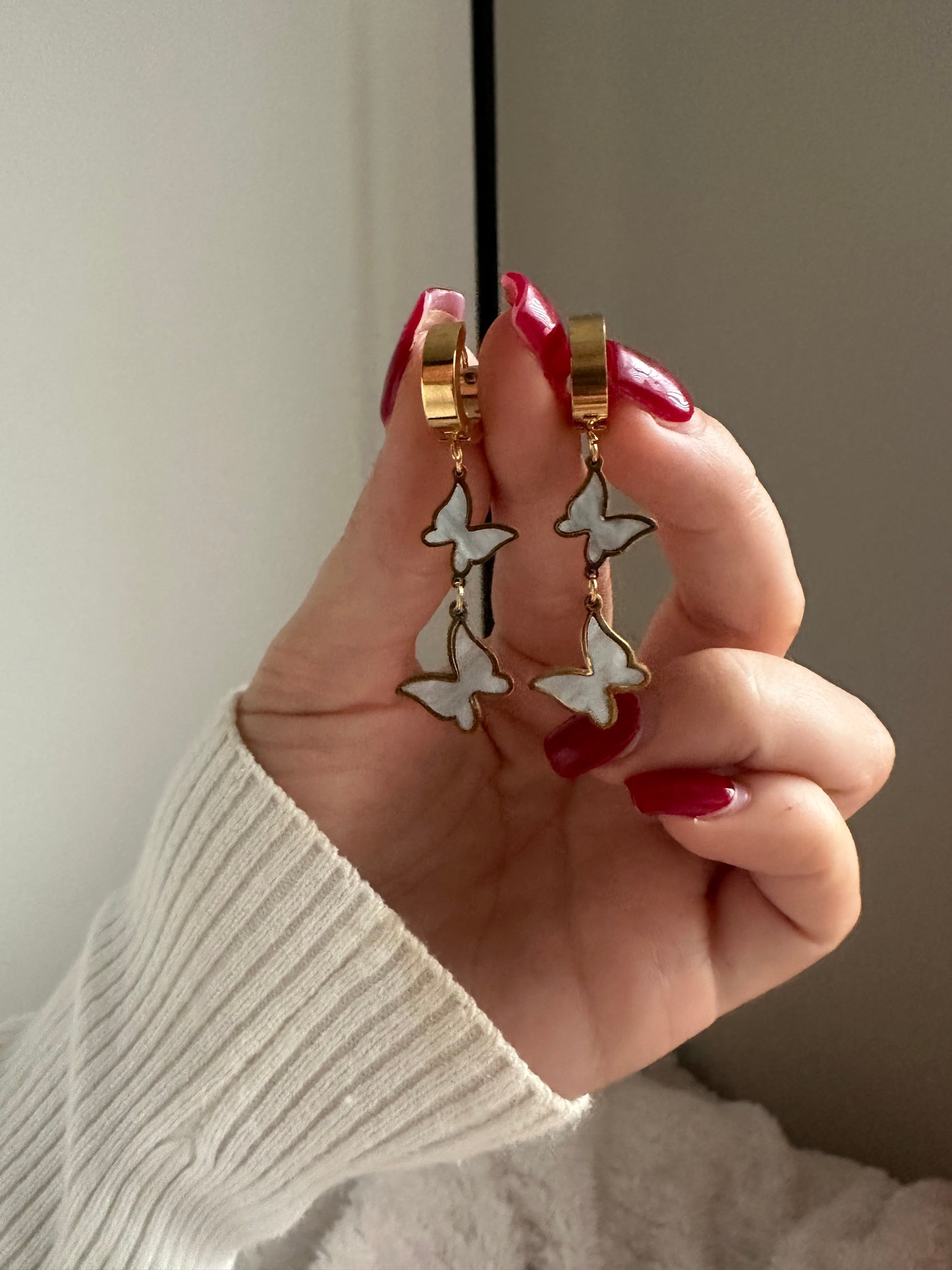 White Butterfly Earrings