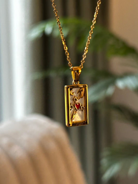 Lovers 18K Gold Plated Tarot Necklace