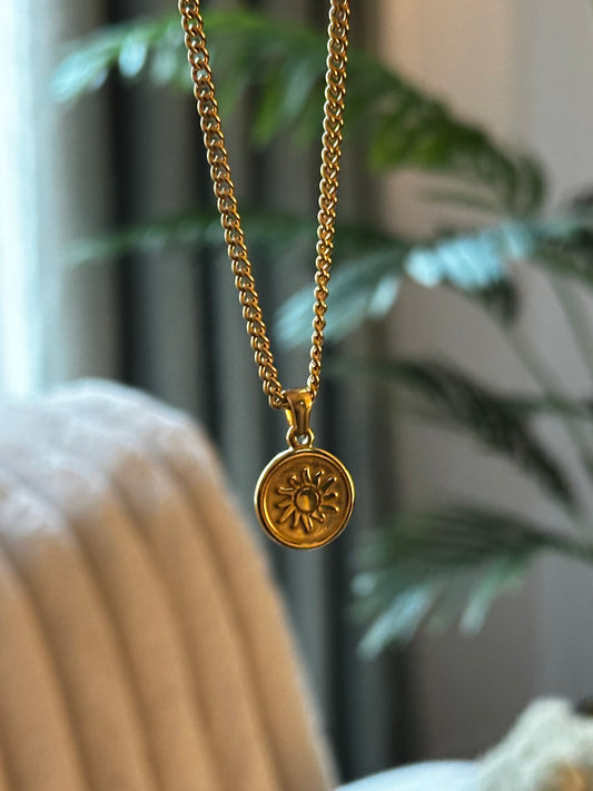 Sun Geometric Titanium Necklace