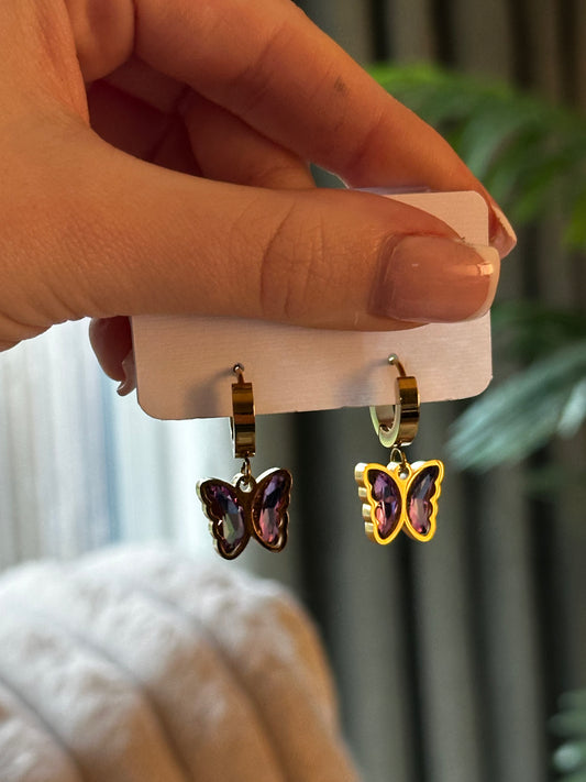 Purple Butterfly Earrings